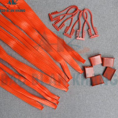 Túi lưới nhựa màu đỏ 25cm và bộ khóa nhựa